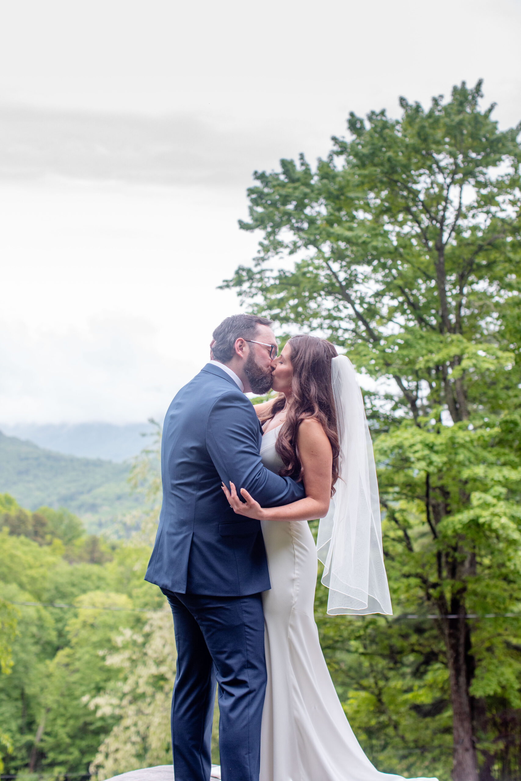 bride and groom kissing