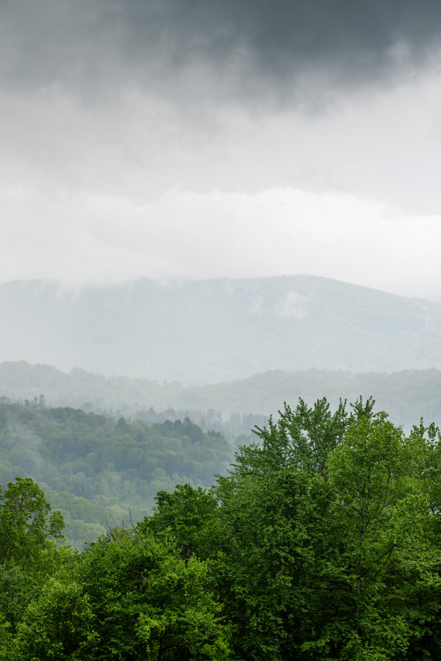 mountains covered by rain