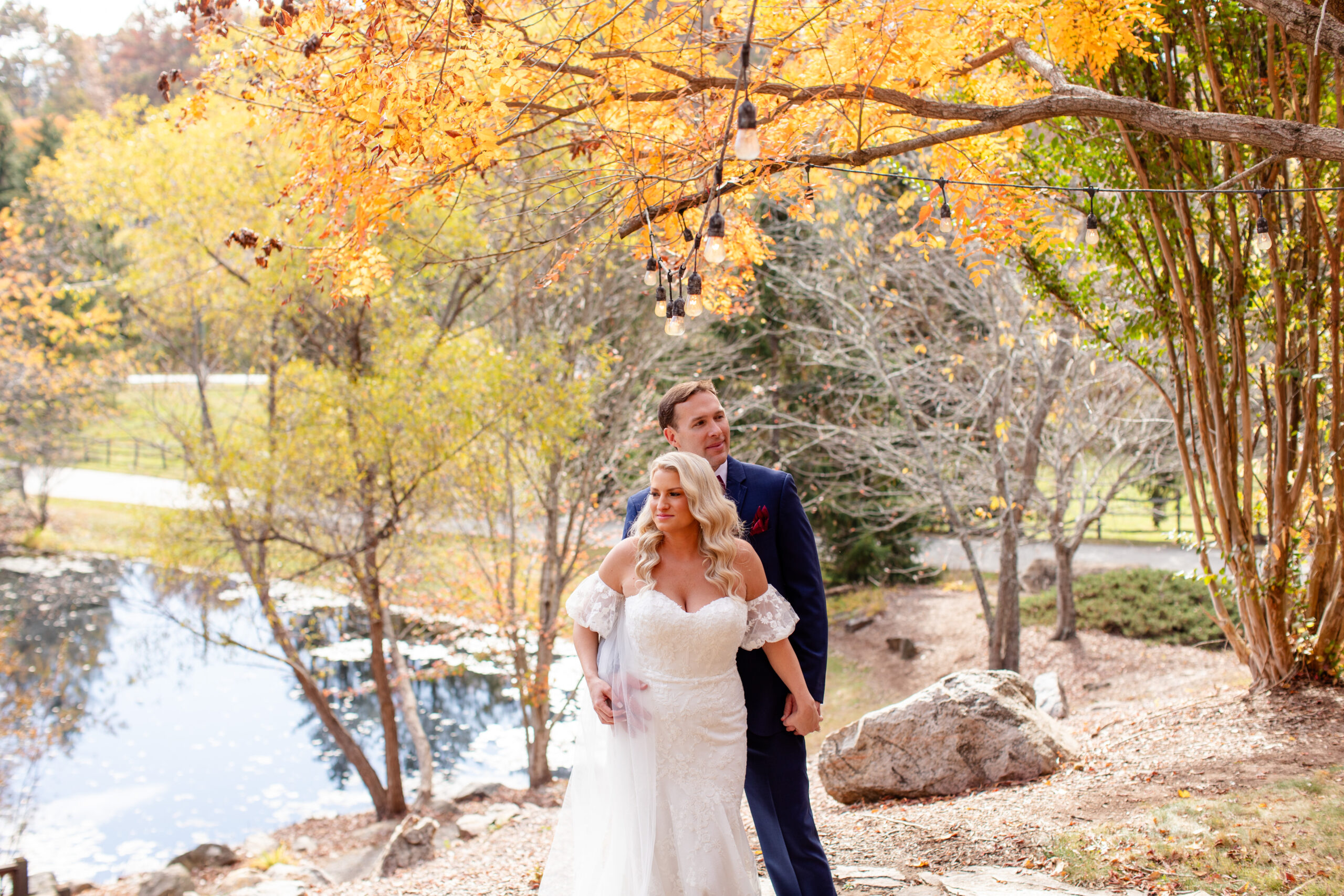 bride and groom holding each other 