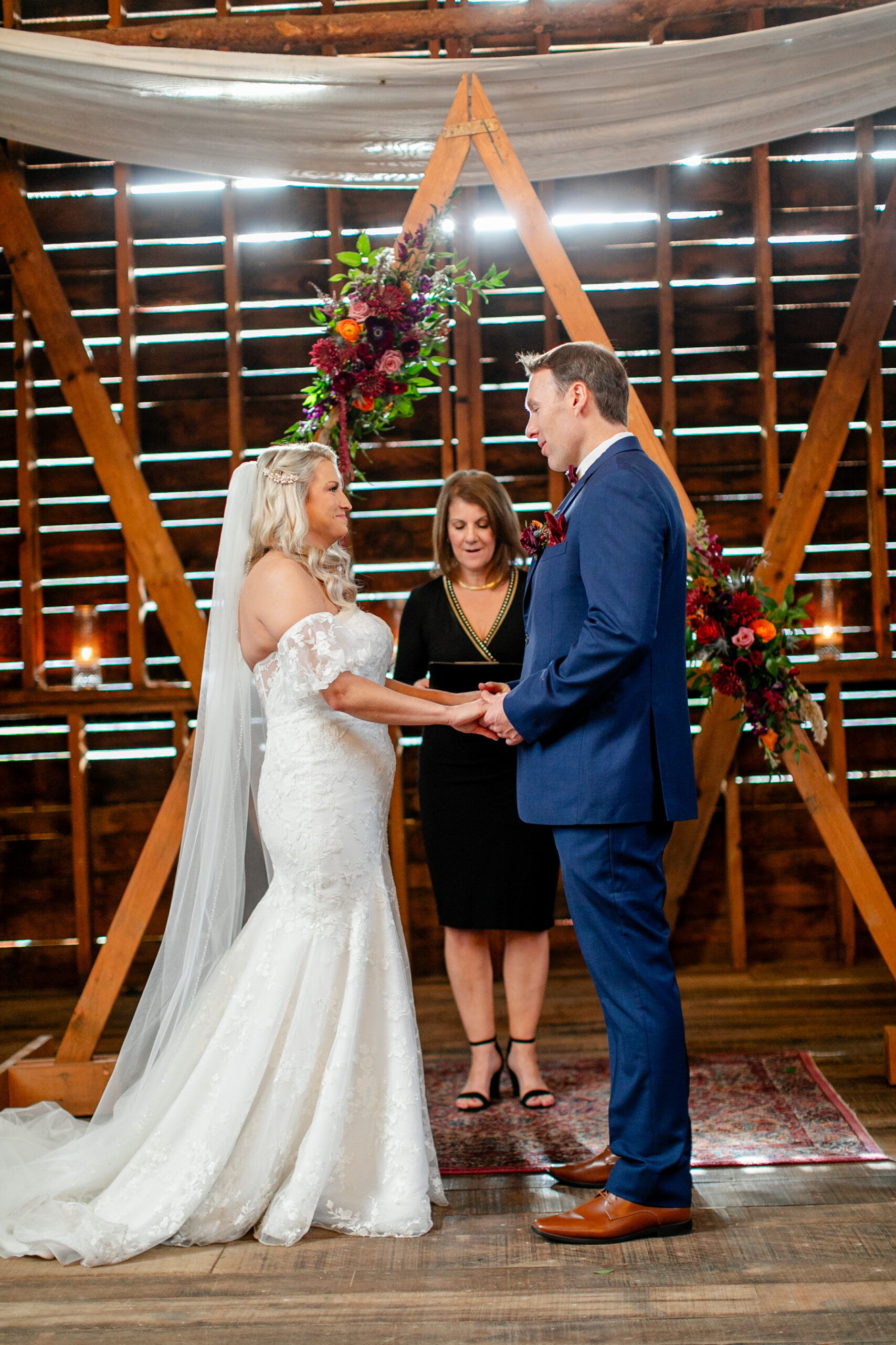 bride, groom, and officiant